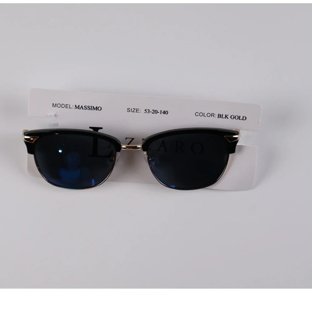 Lazzaro Sunglasses Massimo Black Gold Clubmaster 53-20-140 NWT